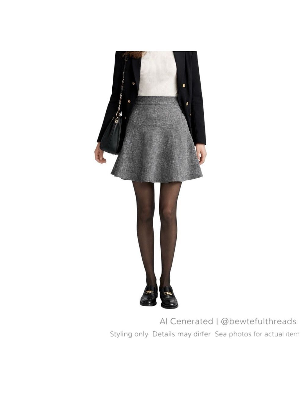 Banana Republic 4 Tweed Mini Skirt Grey Academia 27” Waist